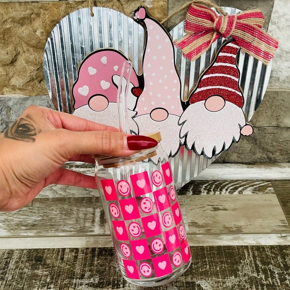 Checkered  Glass Can - Picture 2 of 3